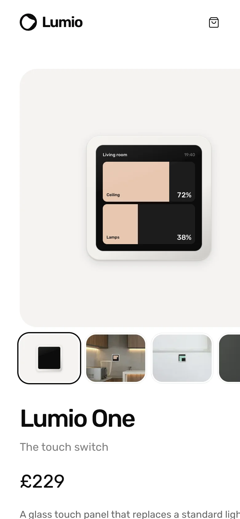 Lumio One product page on mobile